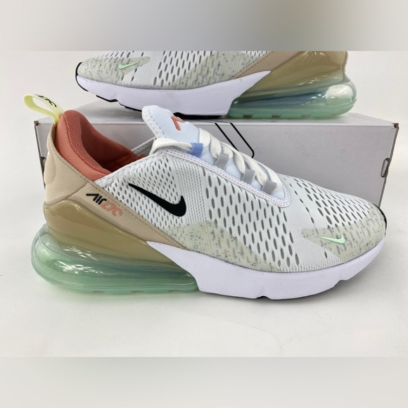 Nike Air Max 270 White Sanddrift Men's Sneakers Shoes Black Swoosh DQ7642 100 - Picture 5 of 12